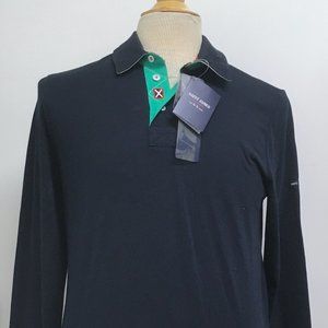 St James polo shirt long sleeve NWT S  Boris U navy blue cotton collar
